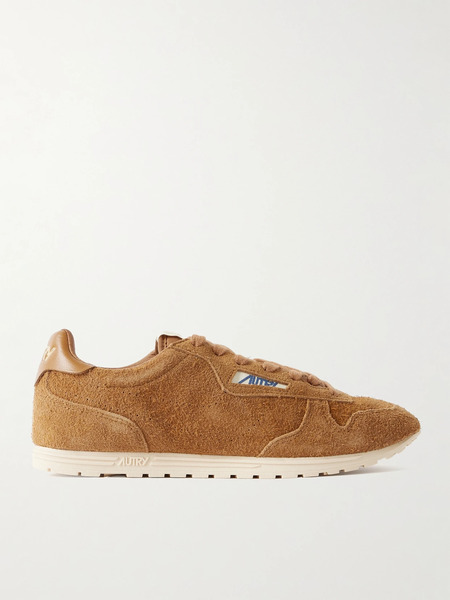  Autry Autry - Windspin Leather-trimmed Perforated Brushed Suede Sneakers - Camel 