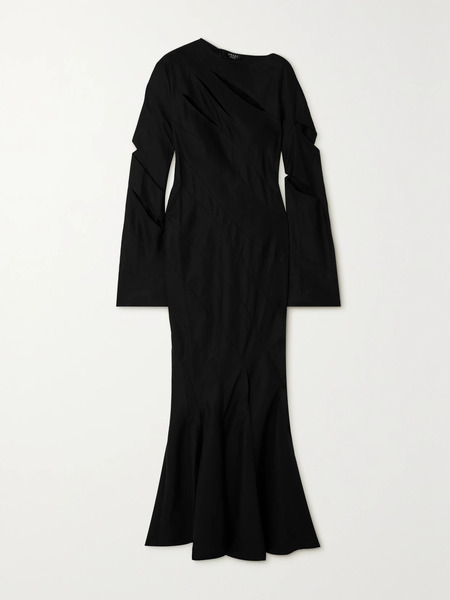  A.w.a.k.e. Mode A.w.a.k.e. Mode - Cutout Linen, Cupro And Cotton-blend Maxi Dress - Black 
