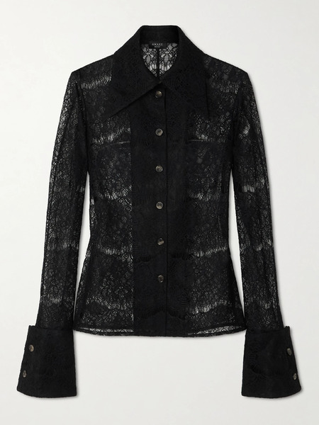  A.w.a.k.e. Mode A.w.a.k.e. Mode - Lace And Silk Shirt - Black 