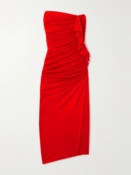  Az Factory Az Factory - Off-the-shoulder Ruffled Jersey Midi Dress - Red 