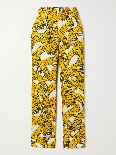  Az Factory Az Factory - Printed Recycled Satin-twill Wide-leg Pants - Yellow 