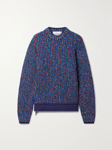  Aztech Mountain Aztech Mountain - Shell-trimmed Ribbed-knit Sweater - Blue 
