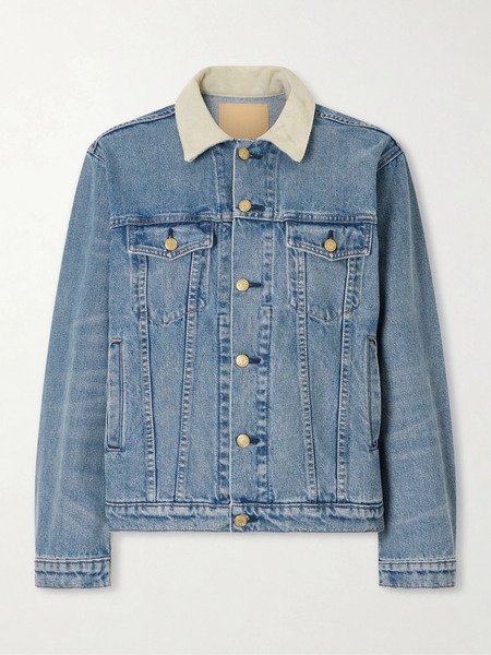  B Sides B Sides - Eth Suede-trimmed Denim Jacket - Mid Denim 