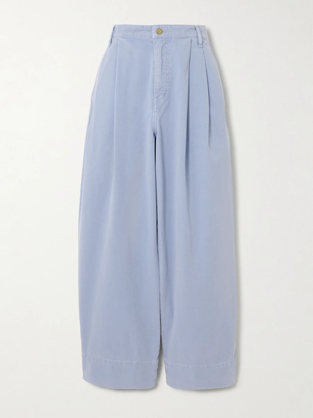  B Sides B Sides - Martin Pleated Cotton-twill Barrel-leg Pants - Blue 