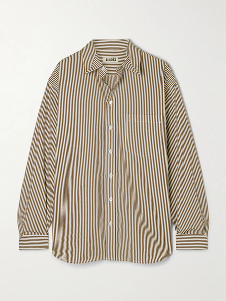  B Sides B Sides - Nolan Striped Cotton-poplin Shirt - Brown 