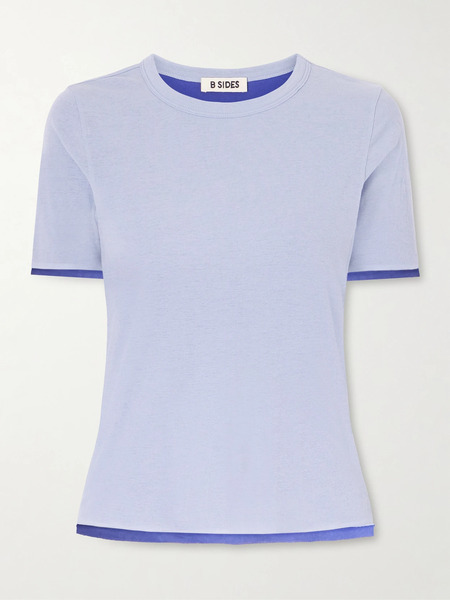  B Sides B Sides - Reversible Ribbed-knit Cotton-crepe T-shirt - Blue 