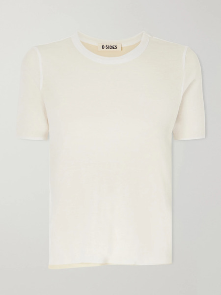  B Sides B Sides - Reversible Ribbed-knit Cotton-crepe T-shirt - White 