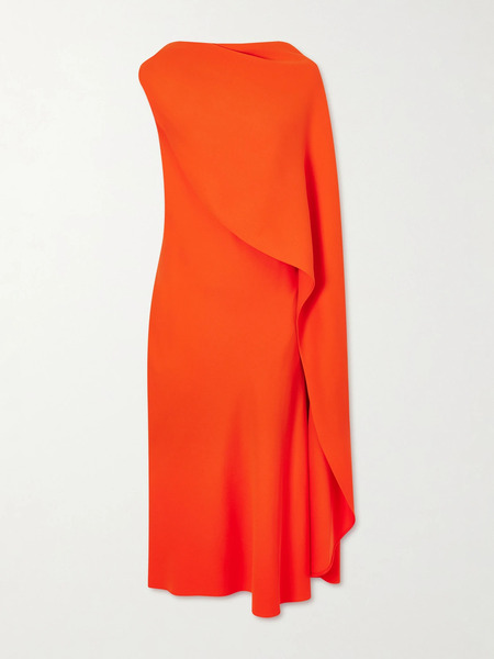  Balenciaga Balenciaga - Cape-effect Draped Wool And Silk-blend Crepe Midi Dress - Red 