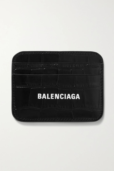 Balenciaga Balenciaga - Cash Printed Croc-effect Leather Cardholder - Black 
