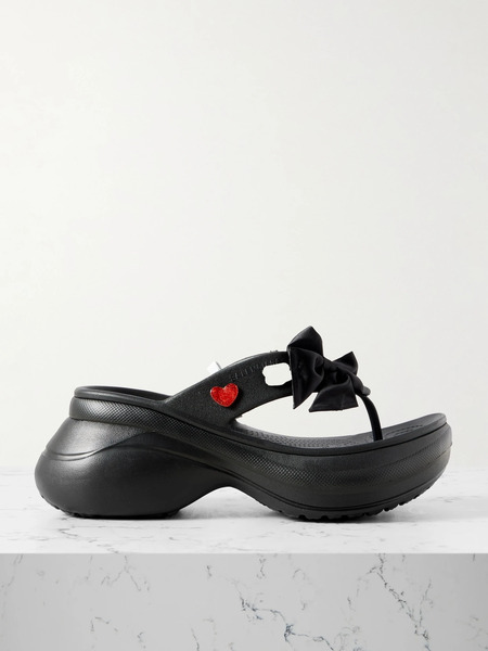  Balenciaga Balenciaga - + Crocs™ Embellished Rubber Platform Flip Flops - Black 