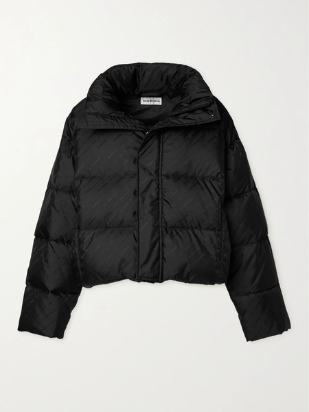  Balenciaga Balenciaga - Cropped Quilted Padded Shell-jacquard Jacket - Black 