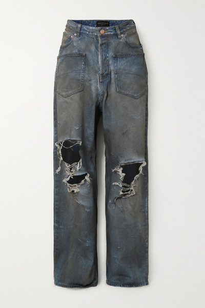  Balenciaga Balenciaga - Distressed High-rise Boyfriend Jeans - Blue 