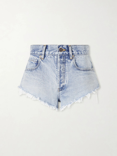  Balenciaga Balenciaga - Frayed Denim Shorts - Blue 