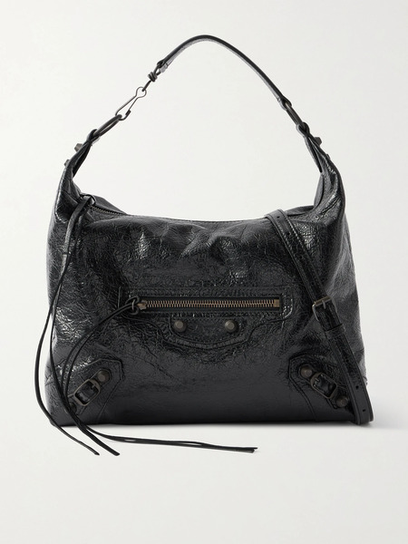  Balenciaga Balenciaga - Le City Small Embellished Textured-leather Shoulder Bag - Black 