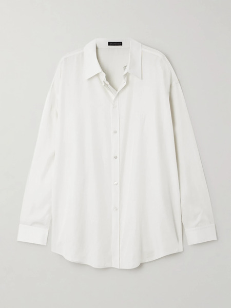  Balenciaga Balenciaga - Oversized Embroidered Lyocell Shirt - Off-white 