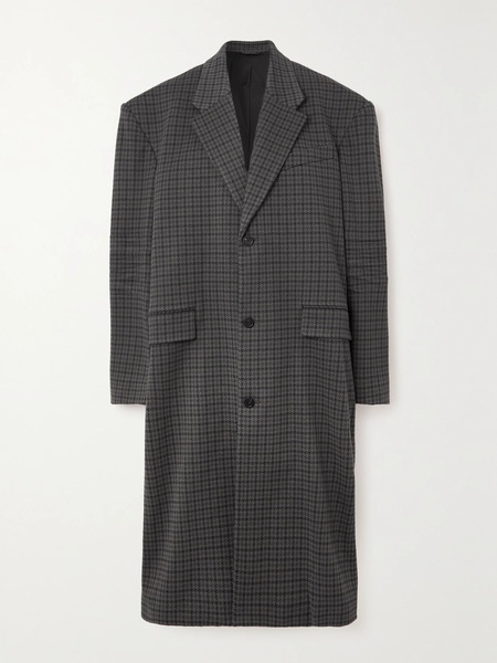  Balenciaga Balenciaga - Oversized Houndstooth Cotton-blend Coat - Gray 