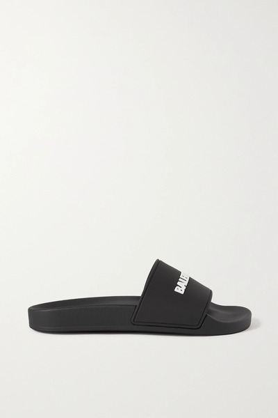  Balenciaga Balenciaga - Piscine Logo-embossed Rubber Slides - Black 