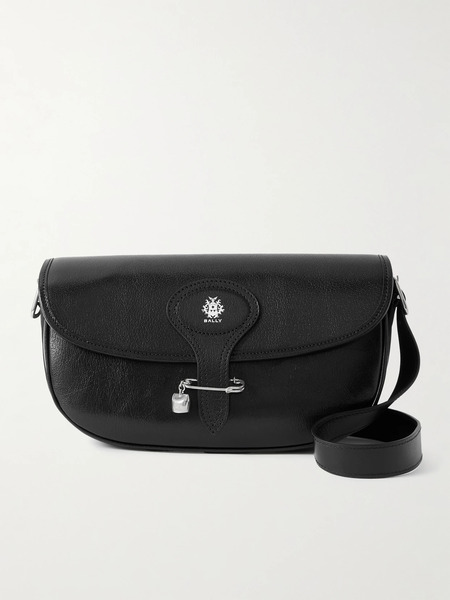  Bally Bally - Beckett Embellished Glossed Textured-leather Shoulder Bag - Black 