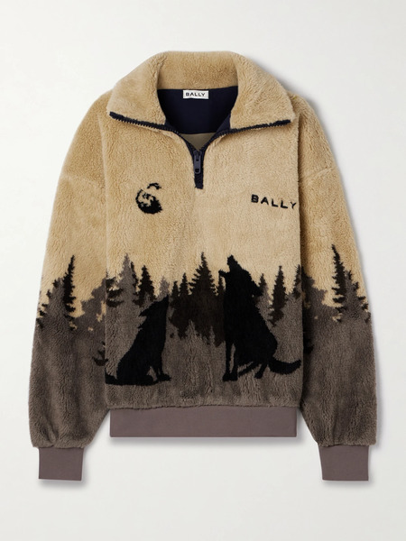  Bally Bally - Printed Fleece Half-zip Jacket - Beige 