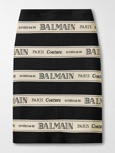  Balmain Balmain - Canvas-jacquard Midi Skirt - Black 