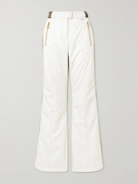  Balmain Balmain - Canvas Jacquard-trimmed Flared Ski Pants - Ivory 