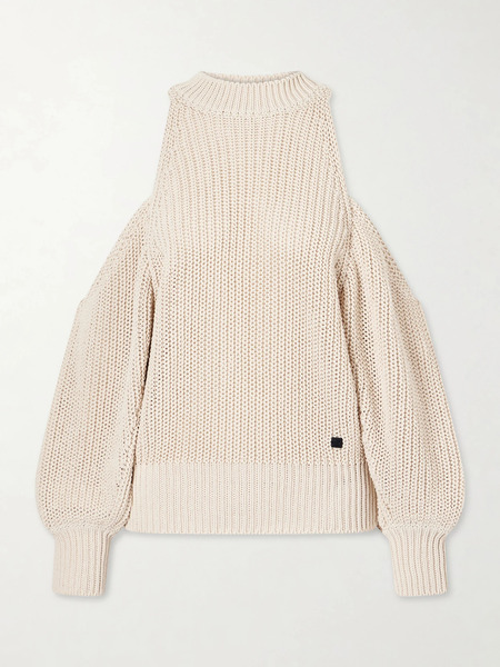  Balmain Balmain - Cut-out Knitted Cotton Sweater - Beige 