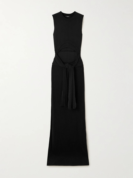  Balmain Balmain - Cutout Ribbed-jersey Maxi Dress - Black 