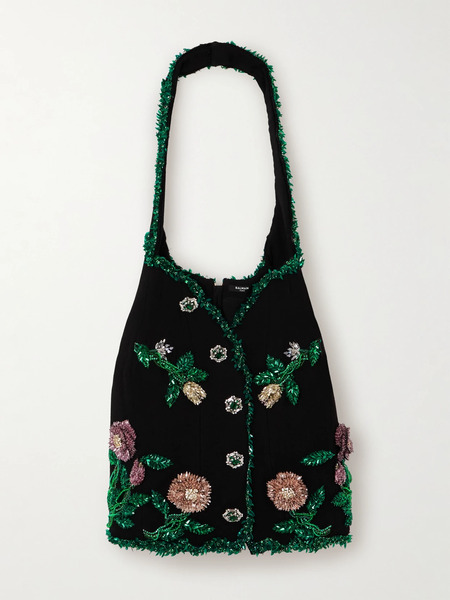  Balmain Balmain - Embellished Wool Mini Dress - Black 