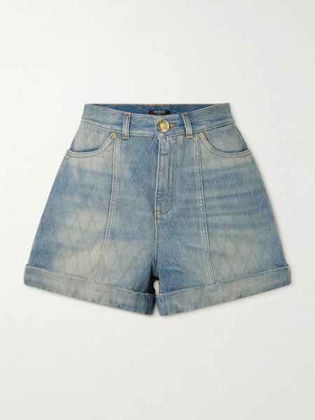 Balmain Balmain - Embroidered Denim Shorts - Light Denim 