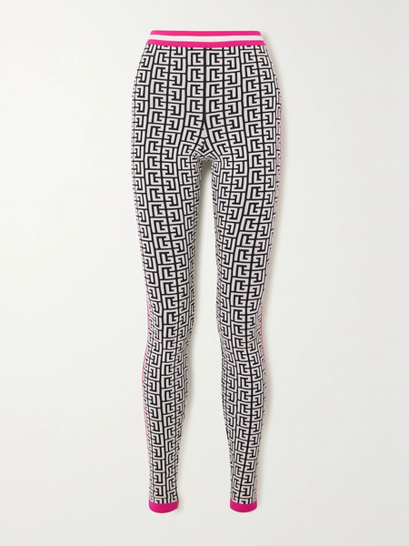  Balmain Balmain - Jacquard-knit Wool-blend Leggings - Black 