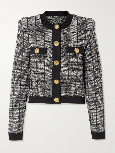  Balmain Balmain - Metallic Tweed Cardigan - Black 
