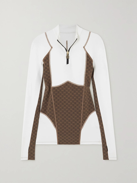  Balmain Balmain - Printed Paneled Stretch Cotton-jersey Base Layer - Ivory 
