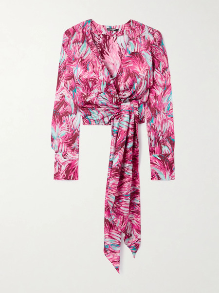  Balmain Balmain - Printed Silk-satin Blouse - Pink 