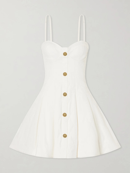  Balmain Balmain - Quilted Denim Bustier Mini Dress - Off-white 