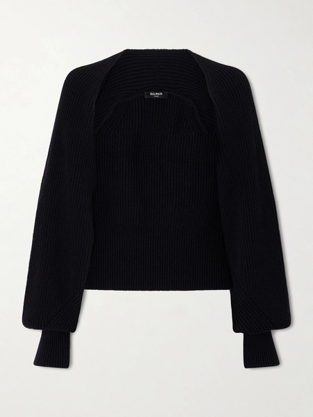  Balmain Balmain - Ribbed-knit Cardigan - Black 