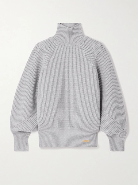  Balmain Balmain - Ribbed Wool Turtleneck Sweater - Gray 