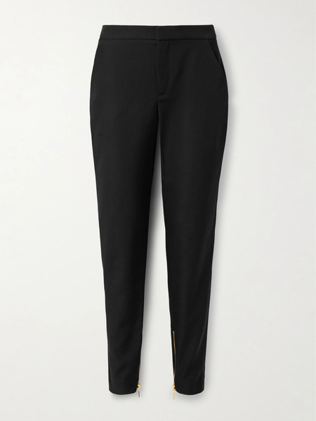  Balmain Balmain - Satin-trimmed Wool Straight-leg Pants - Black 