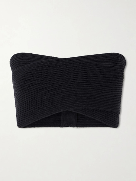  Balmain Balmain - Strapless Ribbed-knit Top - Black 