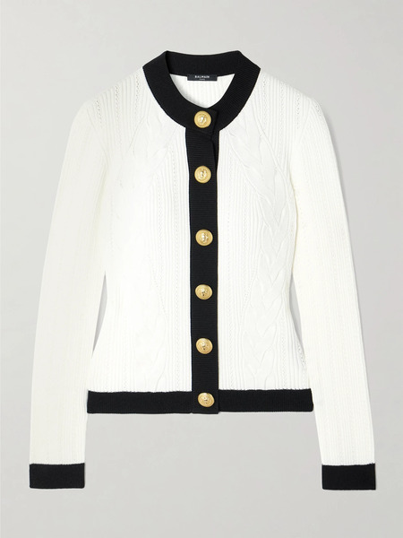  Balmain Balmain - Two-tone Knitted Cardigan - White 