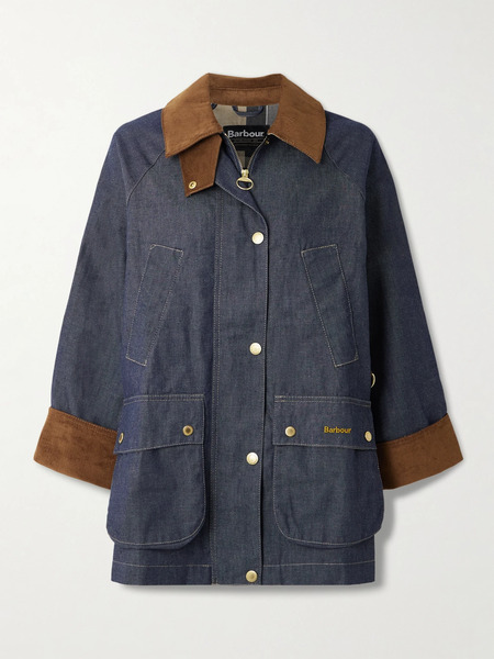  Barbour Barbour - Asker Cotton Corduroy-trimmed Denim Jacket - Indigo 
