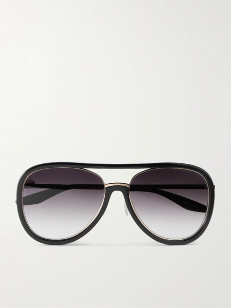  Barton Perreira Barton Perreira - Fossett Aviator-style Acetate And Gold-tone Titanium Sunglasses - Black 