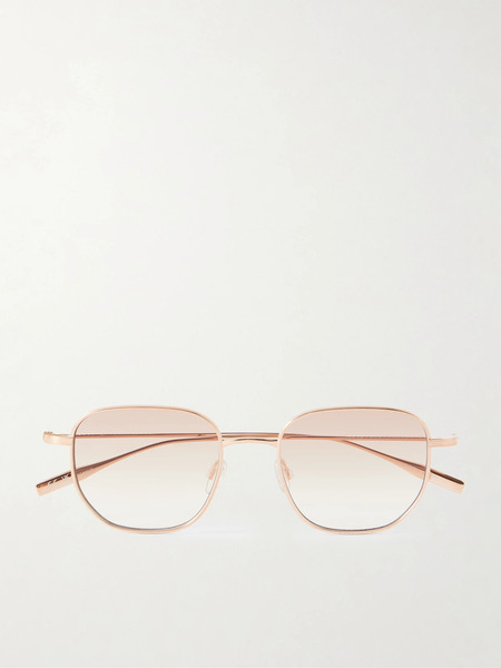  Barton Perreira Barton Perreira - Revere Square-frame Gold-tone Titanium Sunglasses - Pink 
