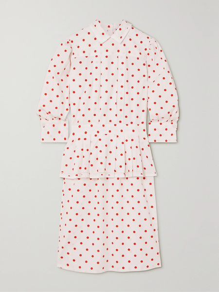  Batsheva Batsheva - Rilke Ruffled Pintucked Polka-dot Cotton-poplin Mini Dress - White 