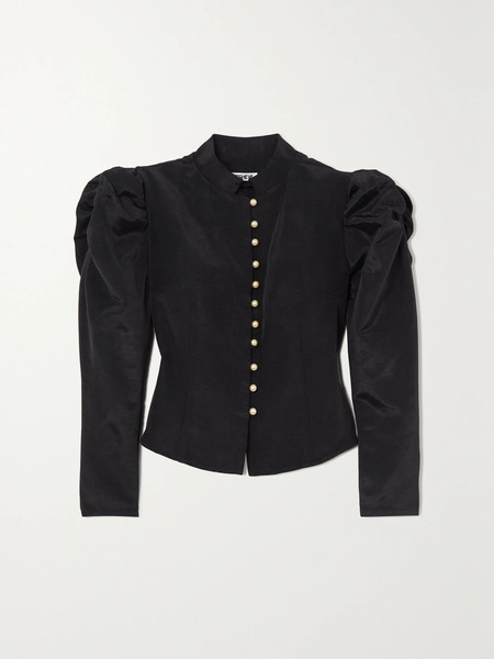  Batsheva Batsheva - Song Faux Pearl-embellished Faille Blouse - Black 
