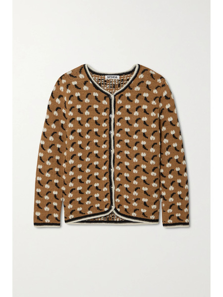  Batsheva Batsheva - Tulip Intarsia Alpaca Cardigan - Light Brown 