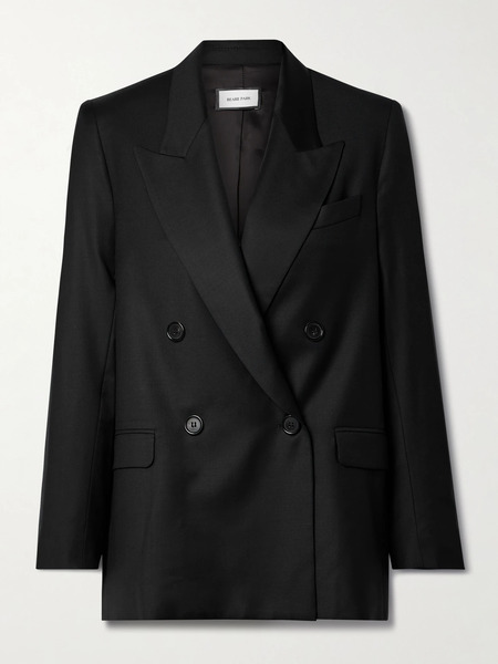  Beare Park Beare Park - Double-breasted Wool-twill Blazer - Black 