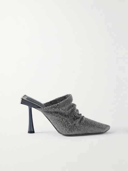  Benedetta Bruzziches Benedetta Bruzziches - Goliarda Crystal-embellished Chainmail Mules - Charcoal 