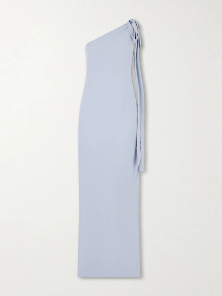  Bernadette Bernadette - Alexander One-shoulder Bow-detailed Crepe Gown - Blue 
