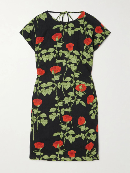  Bernadette Bernadette - Anne Open-back Floral-print Linen Mini Dress - Black 