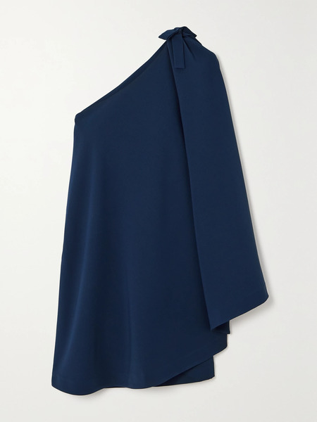  Bernadette Bernadette - Benedicte One-shoulder Bow-embellished Stretch-crepe Mini Dress - Navy 